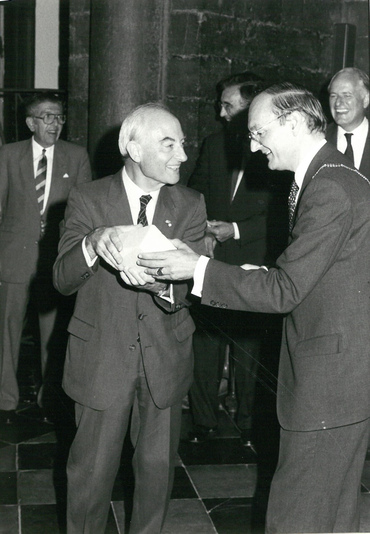 laying the first stone new building  1985-1